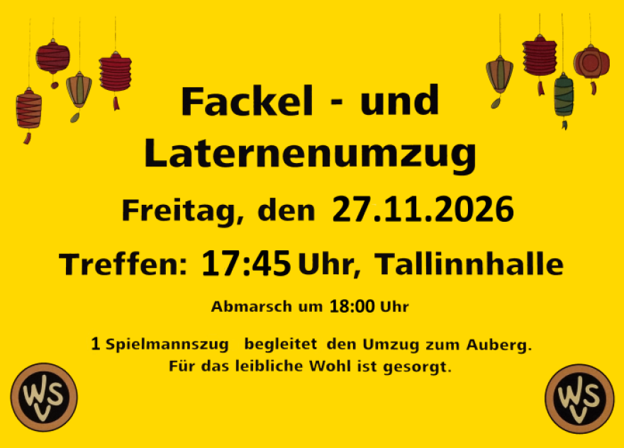 Laternenlauf Freitag, den 27.11.2026 um 18 Uhr